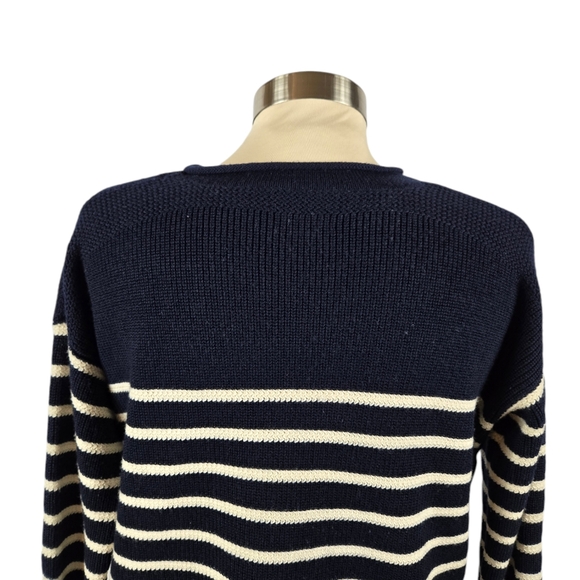 Polo Ralph Lauren Nautical Blue & White Stripe Merino Wool Sweater - Picture 4 of 14